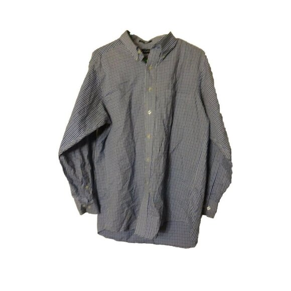 CHAPS BLUE CHECKERED PATTERN LONG SLEEVE DRESS SHIRT MENS large L - Picture 1 of 2